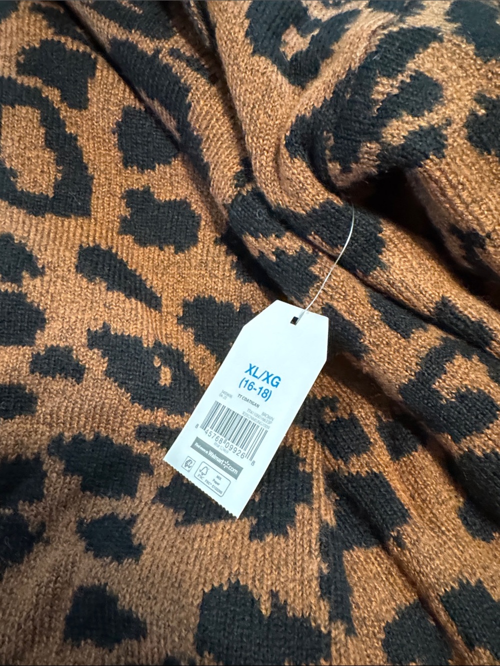 Time and Tru Brown and Black Leopard Teddy Jacket - Picture 3 of 3